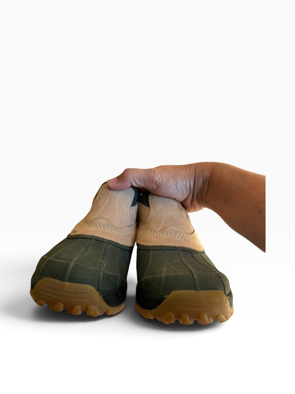 L.L. Bean Women’s Storm Chaser Green/Tan Waterproof Slip-on Ankle Duck Boots 7.5 - Picture 6 of 10